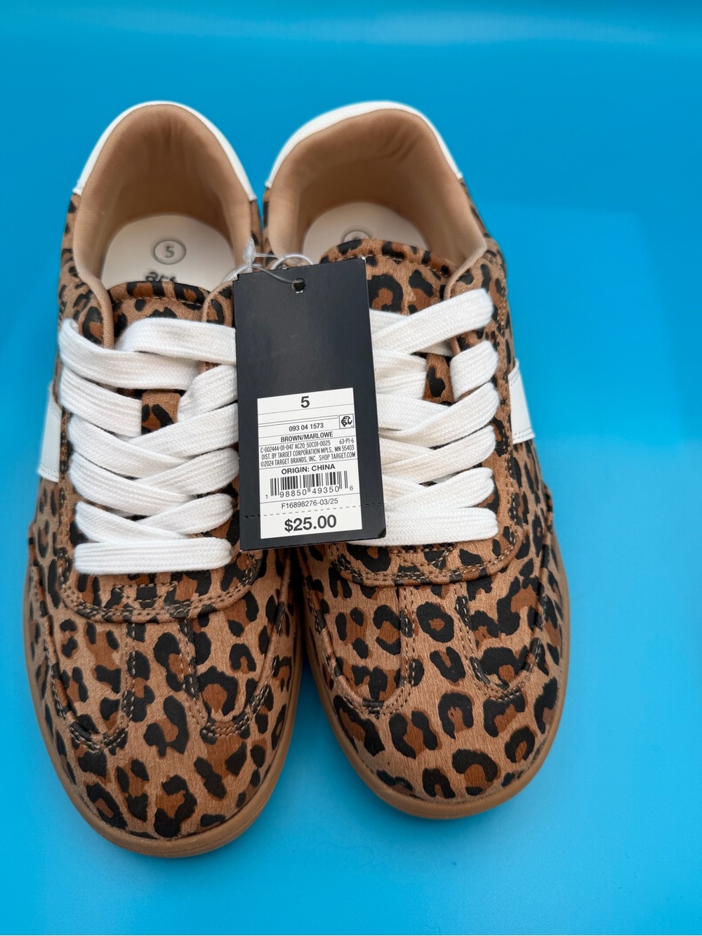 art class Leopard Print Girls Sneakers with White Laces size 5